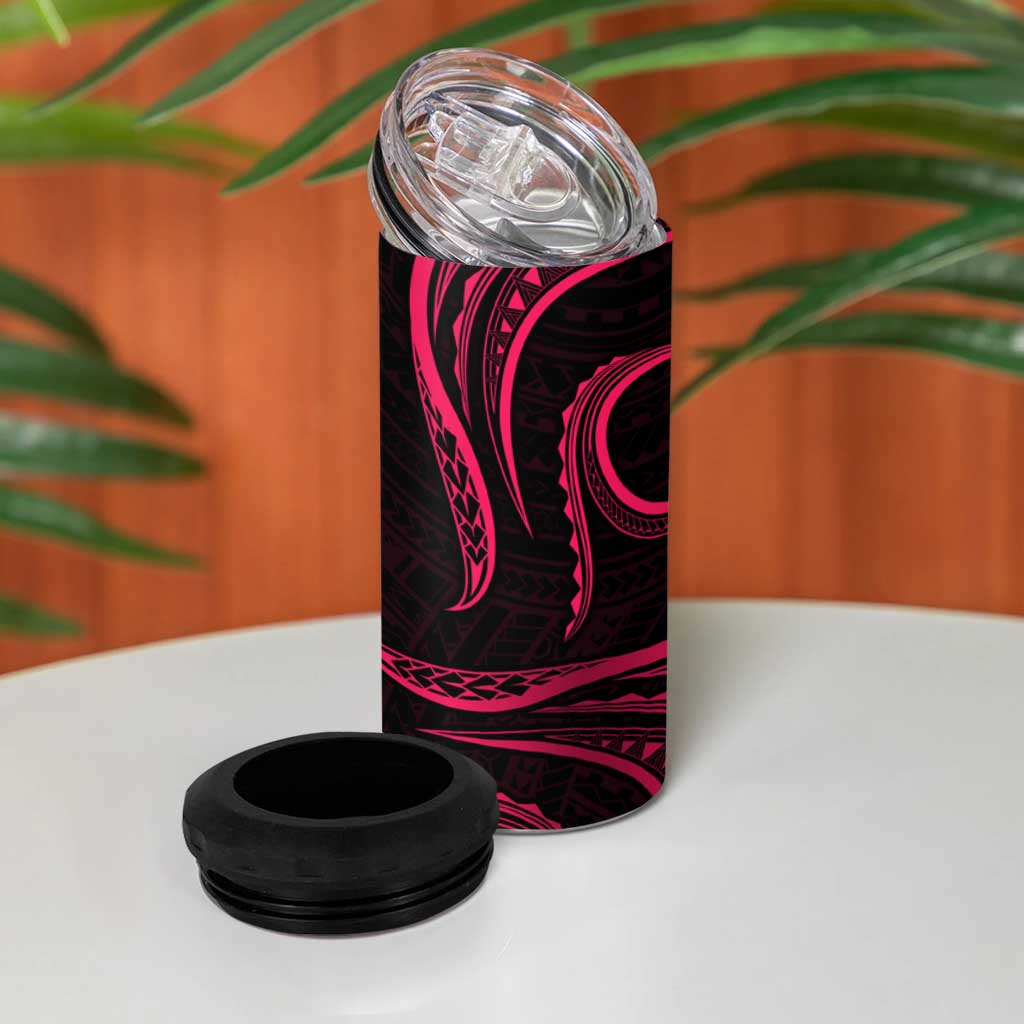 Polynesian Guam Coat of Arms 4 in 1 Can Cooler Tumbler Polynesian Tribal Tattoo Pink Version LT9 - Polynesian Pride