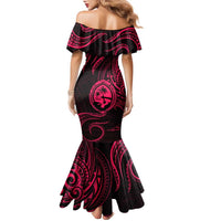 Polynesian Guam Coat of Arms Family Matching Mermaid Dress and Hawaiian Shirt Polynesian Tribal Tattoo Pink Version LT9 - Polynesian Pride