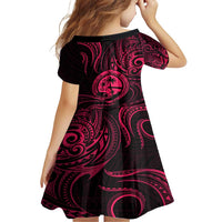 Polynesian Guam Coat of Arms Family Matching Short Sleeve Bodycon Dress and Hawaiian Shirt Polynesian Tribal Tattoo Pink Version LT9 - Polynesian Pride