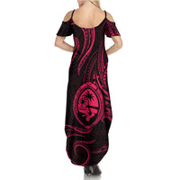 Polynesian Guam Coat of Arms Family Matching Summer Maxi Dress and Hawaiian Shirt Polynesian Tribal Tattoo Pink Version LT9 - Polynesian Pride