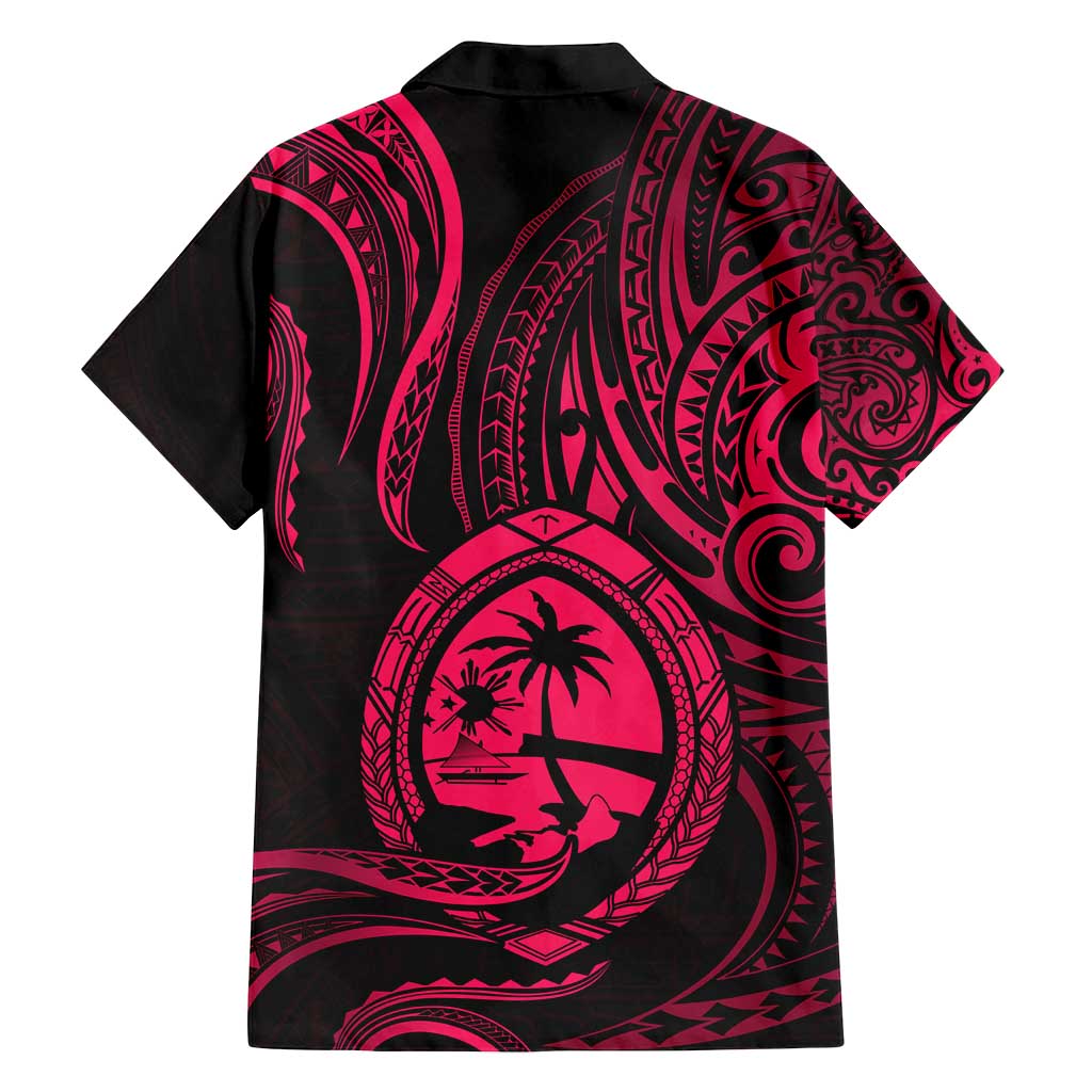 Polynesian Guam Coat of Arms Family Matching Tank Maxi Dress and Hawaiian Shirt Polynesian Tribal Tattoo Pink Version LT9 - Polynesian Pride
