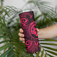 Polynesian Guam Coat of Arms Skinny Tumbler Polynesian Tribal Tattoo Pink Version LT9 - Polynesian Pride