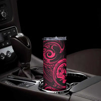 Polynesian Guam Coat of Arms Skinny Tumbler Polynesian Tribal Tattoo Pink Version LT9 - Polynesian Pride
