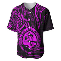 Polynesian Pride Guam Baseball Jersey With Polynesian Tribal Tattoo and Coat of Arms Purple Version LT9 - Polynesian Pride