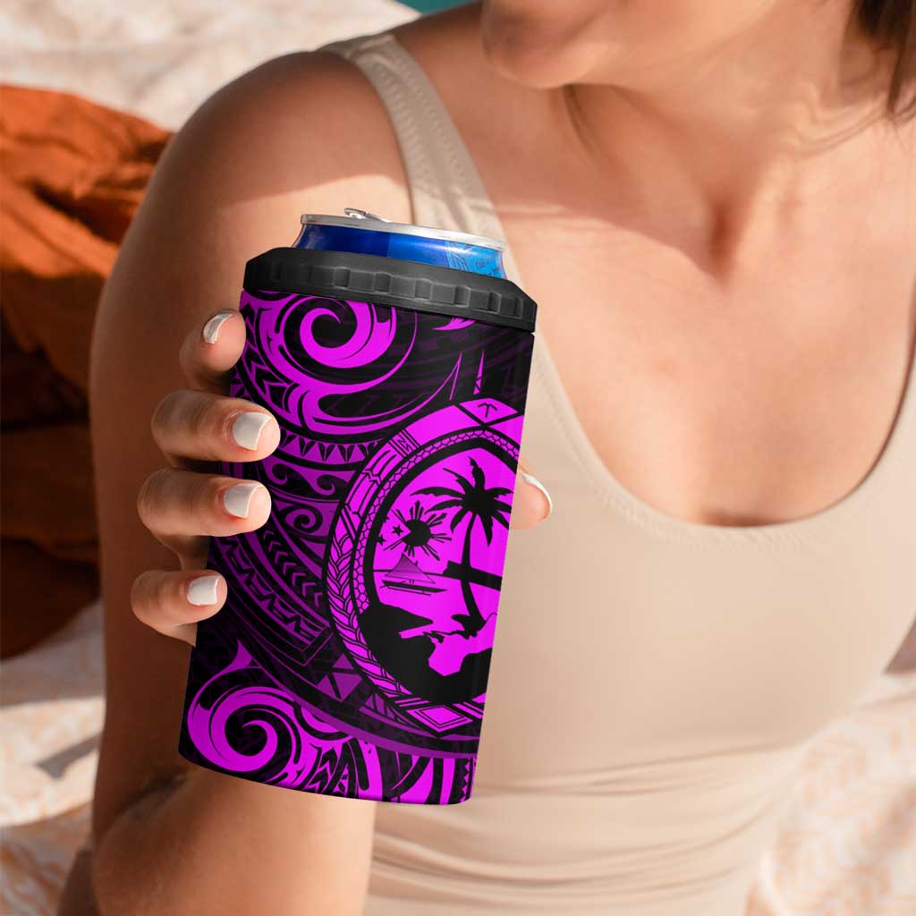 Polynesian Guam Coat of Arms 4 in 1 Can Cooler Tumbler Polynesian Tribal Tattoo Purple Version LT9 - Polynesian Pride