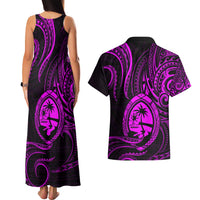 Polynesian Guam Coat of Arms Couples Matching Tank Maxi Dress and Hawaiian Shirt Polynesian Tribal Tattoo Purple Version LT9 - Polynesian Pride