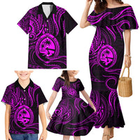 Polynesian Guam Coat of Arms Family Matching Mermaid Dress and Hawaiian Shirt Polynesian Tribal Tattoo Purple Version LT9 - Polynesian Pride