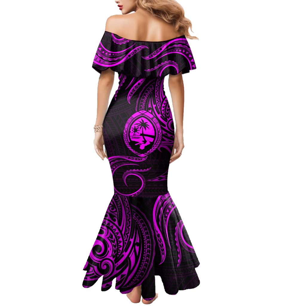 Polynesian Guam Coat of Arms Family Matching Mermaid Dress and Hawaiian Shirt Polynesian Tribal Tattoo Purple Version LT9 - Polynesian Pride