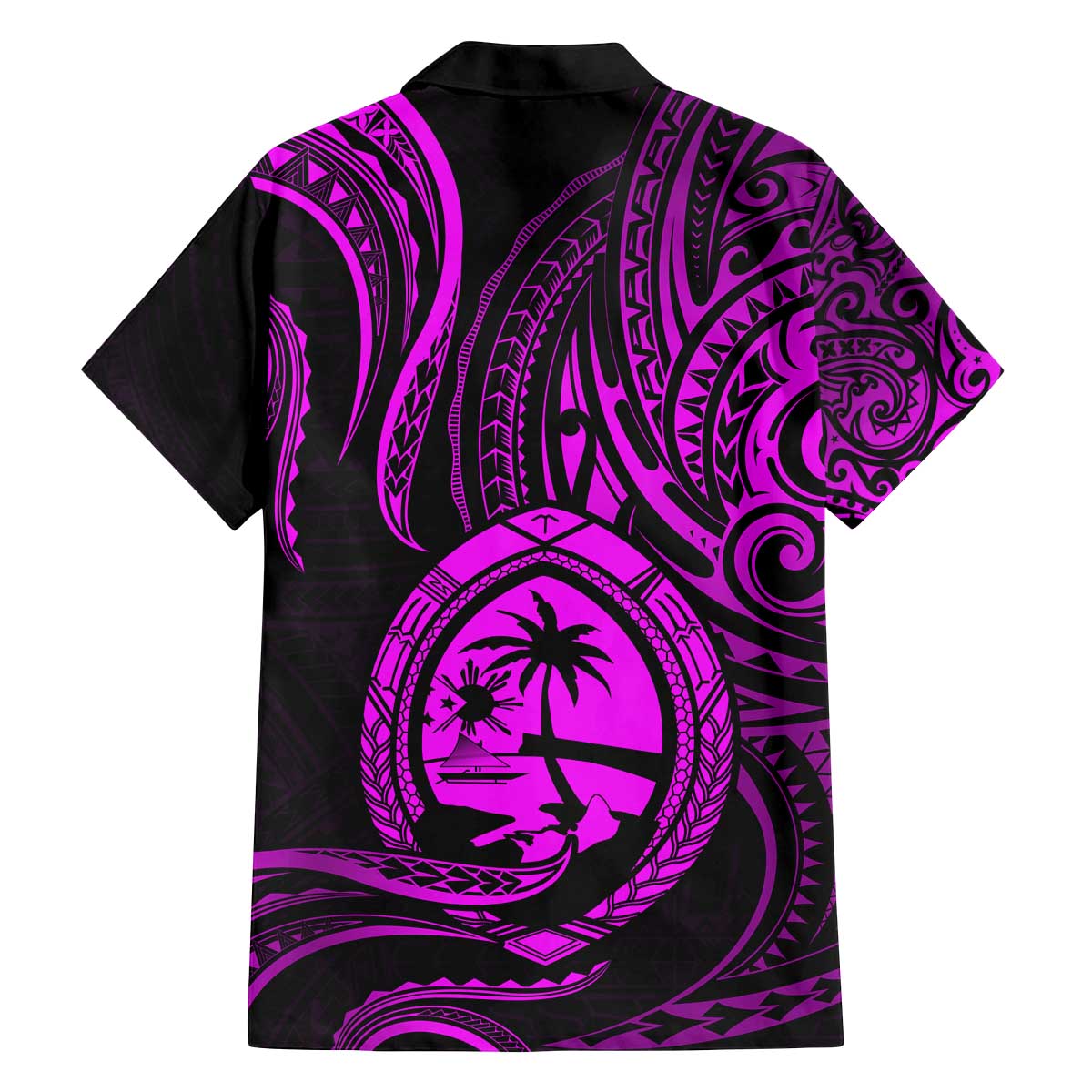 Polynesian Guam Coat of Arms Family Matching Puletasi and Hawaiian Shirt Polynesian Tribal Tattoo Purple Version LT9 - Polynesian Pride