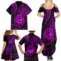 Polynesian Guam Coat of Arms Family Matching Summer Maxi Dress and Hawaiian Shirt Polynesian Tribal Tattoo Purple Version LT9 - Polynesian Pride