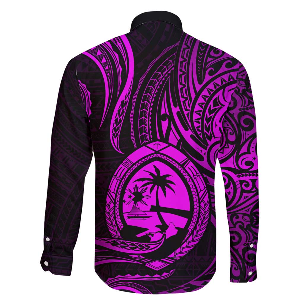 Polynesian Guam Coat of Arms Family Matching Summer Maxi Dress and Hawaiian Shirt Polynesian Tribal Tattoo Purple Version LT9 - Polynesian Pride