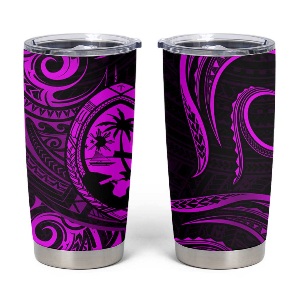 Polynesian Guam Coat of Arms Tumbler Cup Polynesian Tribal Tattoo Purple Version LT9 Purple - Polynesian Pride