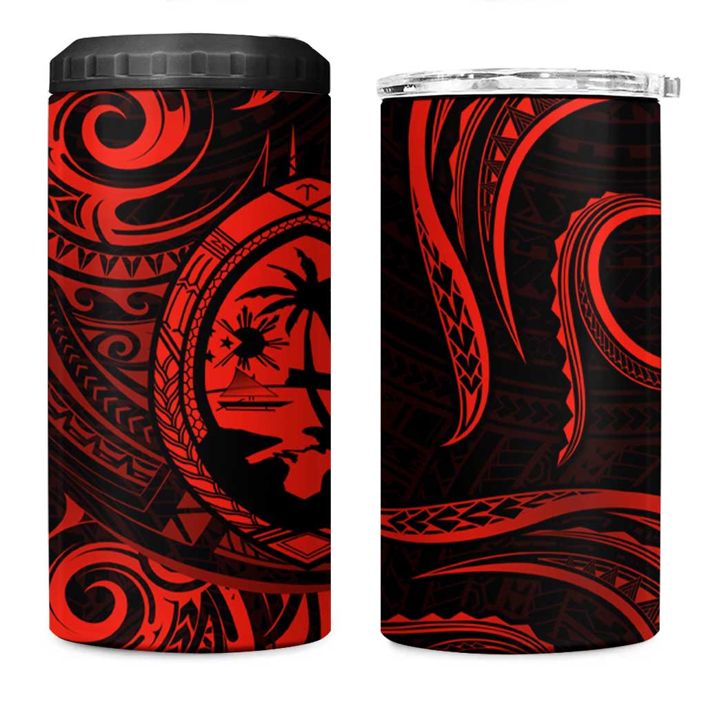 Polynesian Guam Coat of Arms 4 in 1 Can Cooler Tumbler Polynesian Tribal Tattoo Red Version LT9 One Size: 16 oz Red - Polynesian Pride