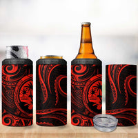 Polynesian Guam Coat of Arms 4 in 1 Can Cooler Tumbler Polynesian Tribal Tattoo Red Version LT9 - Polynesian Pride