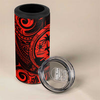 Polynesian Guam Coat of Arms 4 in 1 Can Cooler Tumbler Polynesian Tribal Tattoo Red Version LT9 - Polynesian Pride