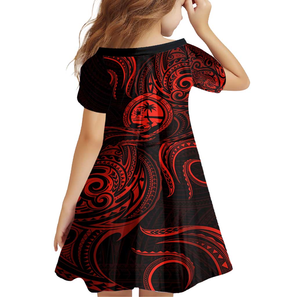 Polynesian Guam Coat of Arms Family Matching Off Shoulder Maxi Dress and Hawaiian Shirt Polynesian Tribal Tattoo Red Version LT9 - Polynesian Pride