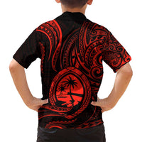 Polynesian Guam Coat of Arms Family Matching Summer Maxi Dress and Hawaiian Shirt Polynesian Tribal Tattoo Red Version LT9 - Polynesian Pride