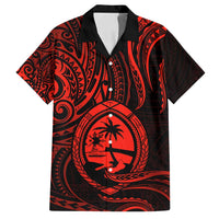 Polynesian Guam Coat of Arms Family Matching Summer Maxi Dress and Hawaiian Shirt Polynesian Tribal Tattoo Red Version LT9 Dad's Shirt - Short Sleeve Red - Polynesian Pride