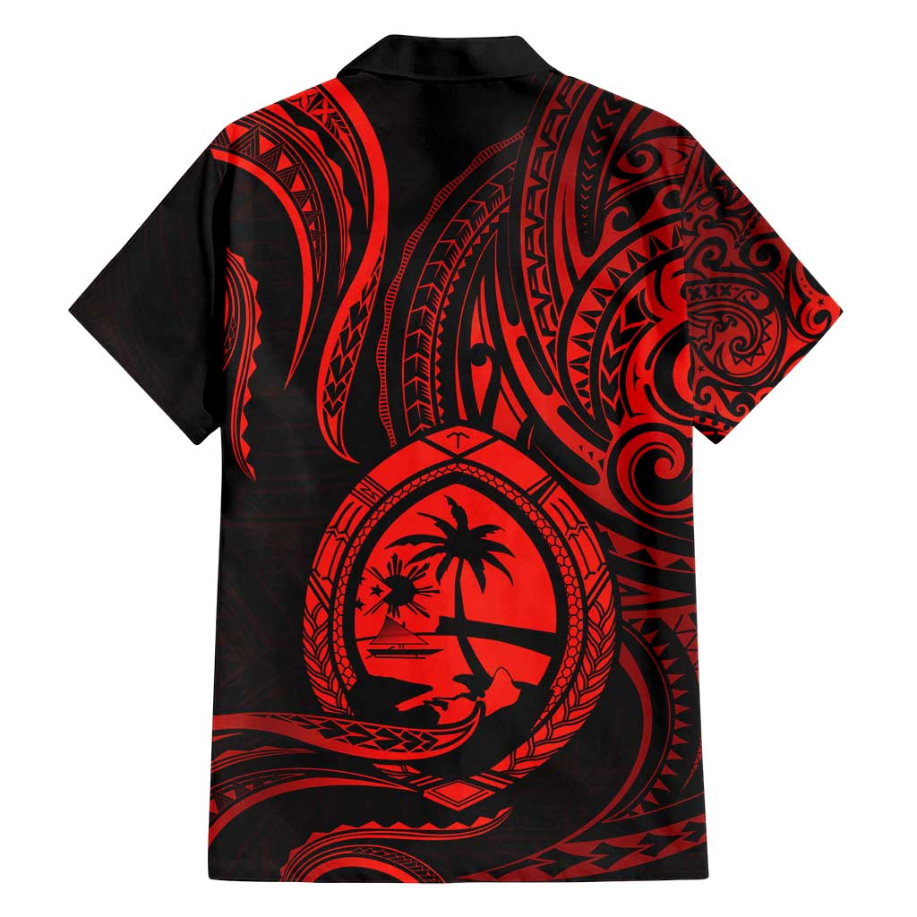 Polynesian Guam Coat of Arms Family Matching Summer Maxi Dress and Hawaiian Shirt Polynesian Tribal Tattoo Red Version LT9 - Polynesian Pride