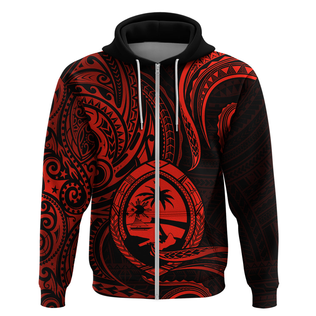 Polynesian Pride Guam Hoodie With Polynesian Tribal Tattoo and Coat of Arms Red Version LT9 - Polynesian Pride