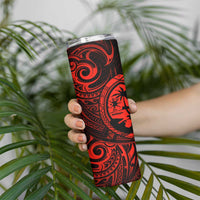 Polynesian Guam Coat of Arms Skinny Tumbler Polynesian Tribal Tattoo Red Version LT9 - Polynesian Pride