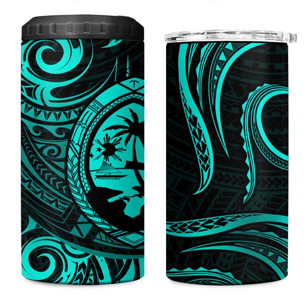 Polynesian Guam Coat of Arms 4 in 1 Can Cooler Tumbler Polynesian Tribal Tattoo Turquoise Version LT9 One Size: 16 oz Turquoise - Polynesian Pride