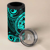 Polynesian Guam Coat of Arms 4 in 1 Can Cooler Tumbler Polynesian Tribal Tattoo Turquoise Version LT9 - Polynesian Pride
