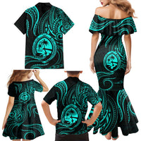 Polynesian Guam Coat of Arms Family Matching Mermaid Dress and Hawaiian Shirt Polynesian Tribal Tattoo Turquoise Version LT9 - Polynesian Pride