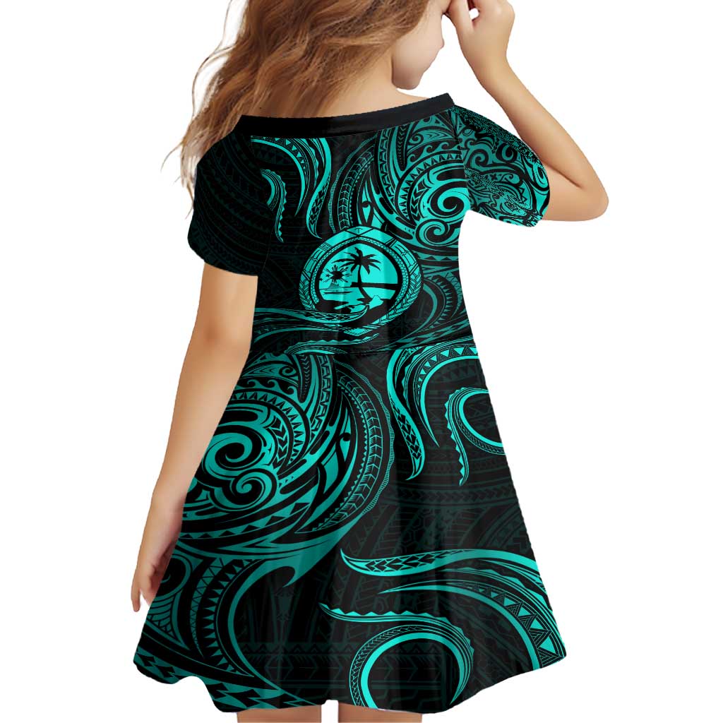 Polynesian Guam Coat of Arms Family Matching Tank Maxi Dress and Hawaiian Shirt Polynesian Tribal Tattoo Turquoise Version LT9 - Polynesian Pride