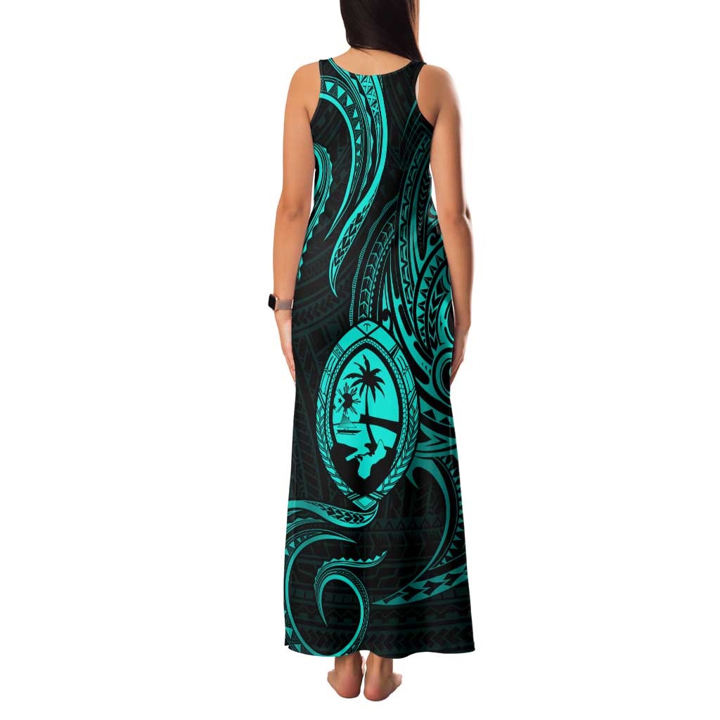 Polynesian Guam Coat of Arms Family Matching Tank Maxi Dress and Hawaiian Shirt Polynesian Tribal Tattoo Turquoise Version LT9 - Polynesian Pride