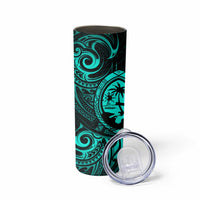 Polynesian Guam Coat of Arms Skinny Tumbler Polynesian Tribal Tattoo Turquoise Version LT9 - Polynesian Pride