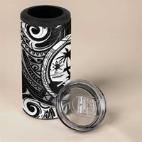 Polynesian Guam Coat of Arms 4 in 1 Can Cooler Tumbler Polynesian Tribal Tattoo Black Version LT9 - Polynesian Pride