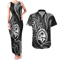 Polynesian Guam Coat of Arms Couples Matching Tank Maxi Dress and Hawaiian Shirt Polynesian Tribal Tattoo Black Version LT9 Black - Polynesian Pride