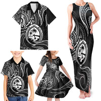 Polynesian Guam Coat of Arms Family Matching Tank Maxi Dress and Hawaiian Shirt Polynesian Tribal Tattoo Black Version LT9 - Polynesian Pride