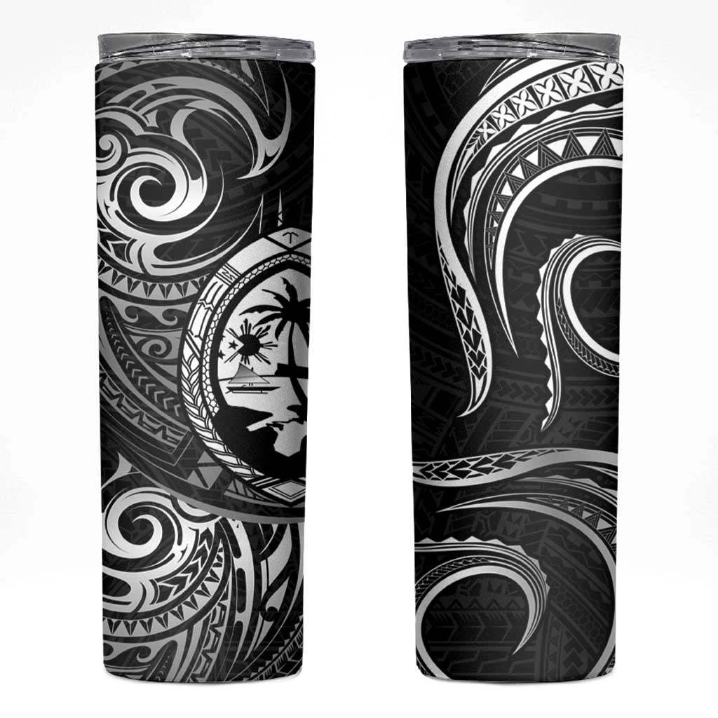 Polynesian Guam Coat of Arms Skinny Tumbler Polynesian Tribal Tattoo Black Version LT9 Black - Polynesian Pride