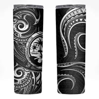 Polynesian Guam Coat of Arms Skinny Tumbler Polynesian Tribal Tattoo Black Version LT9 Black - Polynesian Pride