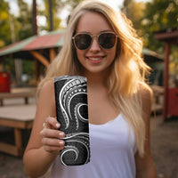 Polynesian Guam Coat of Arms Skinny Tumbler Polynesian Tribal Tattoo Black Version LT9 - Polynesian Pride