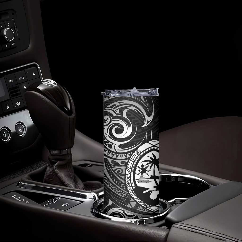 Polynesian Guam Coat of Arms Skinny Tumbler Polynesian Tribal Tattoo Black Version LT9 - Polynesian Pride