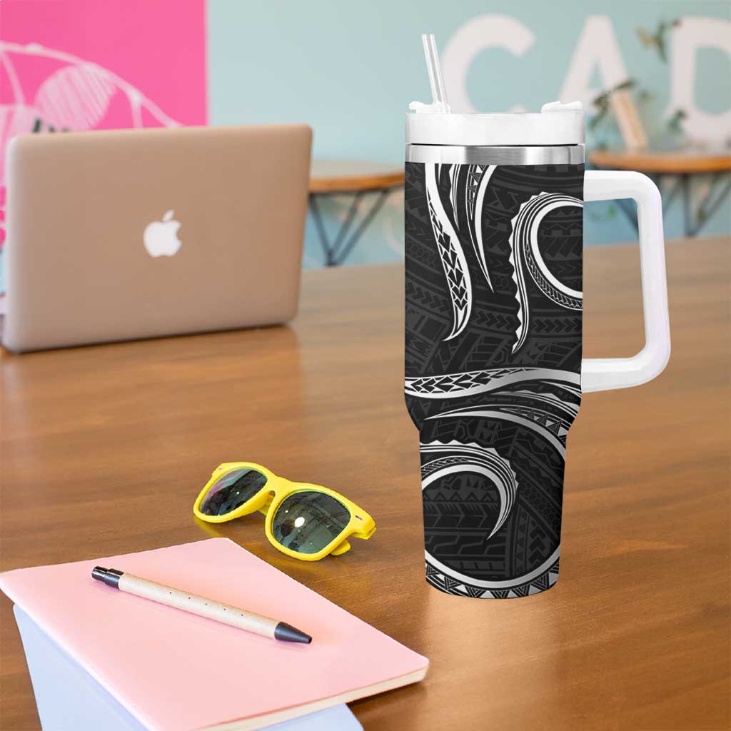 Polynesian Guam Coat of Arms Tumbler With Handle Polynesian Tribal Tattoo Black Version