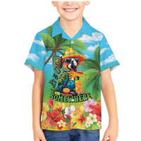 Always 5 O'clock Family Matching Mermaid Dress and Hawaiian Shirt Hawaiian Tropical Parrot LT9 Son's Shirt Blue - Polynesian Pride