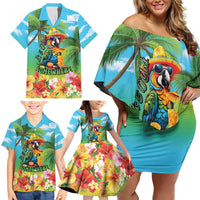 Always 5 O'clock Family Matching Off Shoulder Short Dress and Hawaiian Shirt Hawaiian Tropical Parrot LT9 - Polynesian Pride