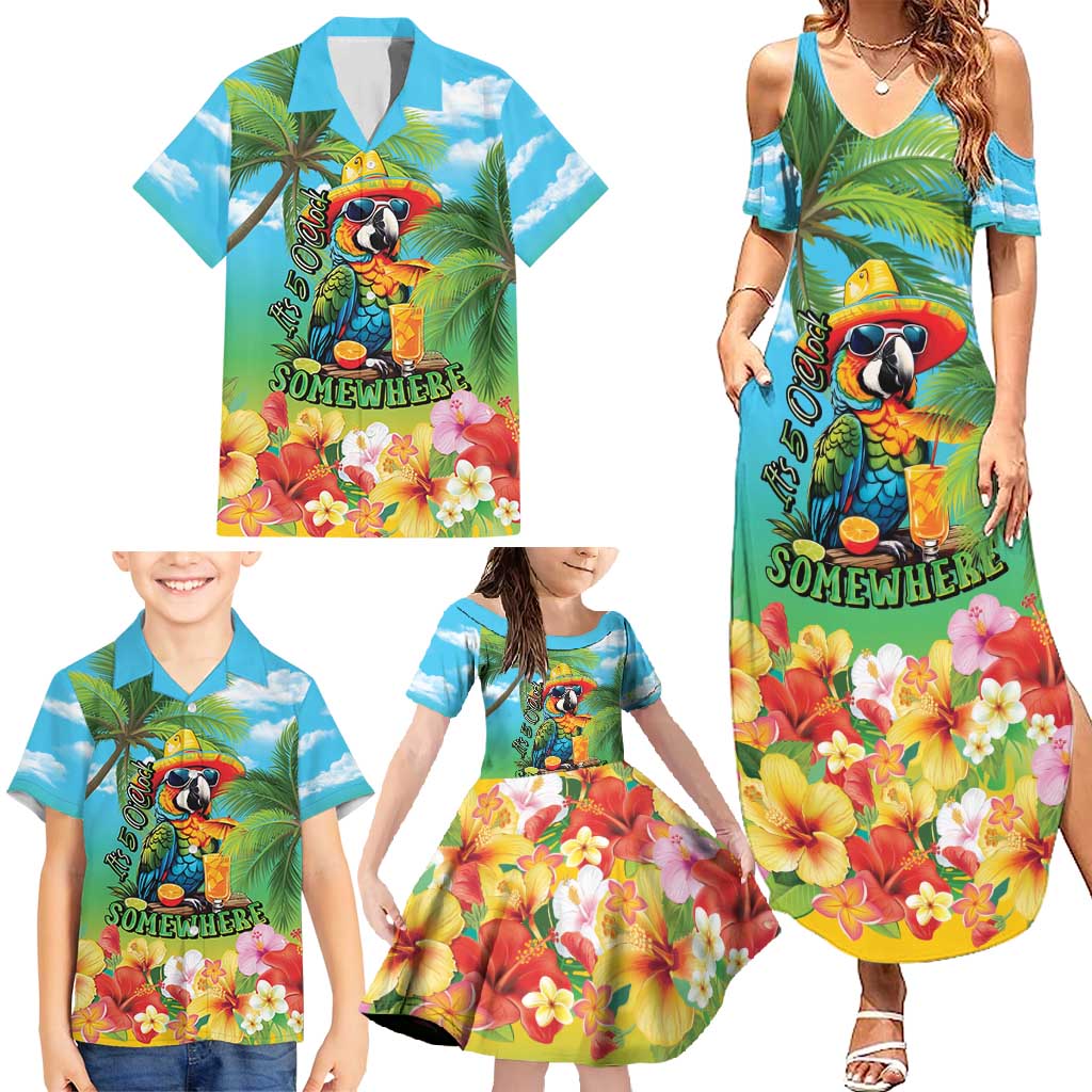 Always 5 O'clock Family Matching Summer Maxi Dress and Hawaiian Shirt Hawaiian Tropical Parrot LT9 - Polynesian Pride