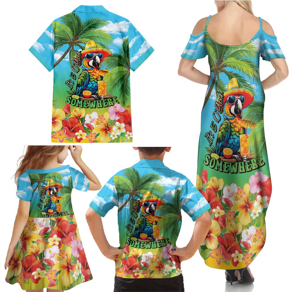 Always 5 O'clock Family Matching Summer Maxi Dress and Hawaiian Shirt Hawaiian Tropical Parrot LT9 - Polynesian Pride