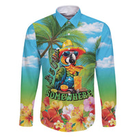 Always 5 O'clock Family Matching Summer Maxi Dress and Hawaiian Shirt Hawaiian Tropical Parrot LT9 Dad's Shirt - Long Sleeve Blue - Polynesian Pride
