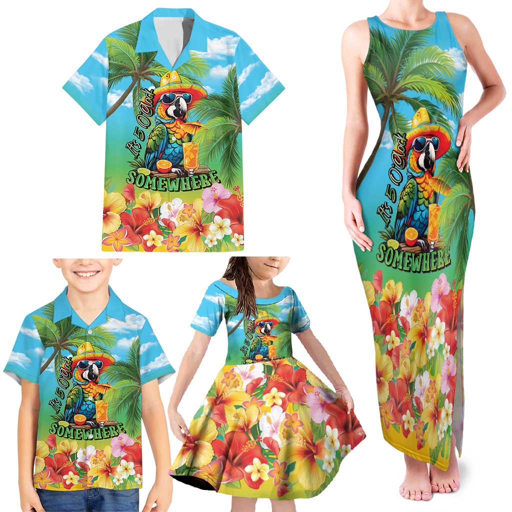 Always 5 O'clock Family Matching Tank Maxi Dress and Hawaiian Shirt Hawaiian Tropical Parrot LT9 - Polynesian Pride