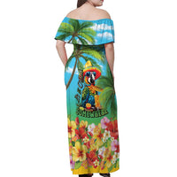 Always 5 O'clock Off Shoulder Maxi Dress Hawaiian Tropical Parrot LT9 - Polynesian Pride