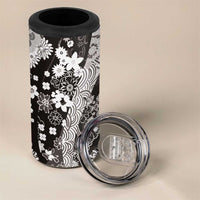 Hawaii Puakenikeni and Maile Lei 4 in 1 Can Cooler Tumbler Black Japanese Wave Style LT9 - Polynesian Pride
