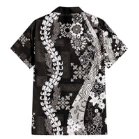 Hawaii Puakenikeni and Maile Lei Family Matching Mermaid Dress and Hawaiian Shirt Black Japanese Wave Style LT9 - Polynesian Pride
