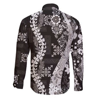 Hawaii Puakenikeni and Maile Lei Family Matching Tank Maxi Dress and Hawaiian Shirt Black Japanese Wave Style LT9 - Polynesian Pride