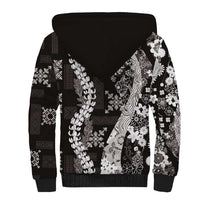 Hawaii Puakenikeni and Maile Lei Sherpa Hoodie Black Japanese Wave Style LT9 - Polynesian Pride